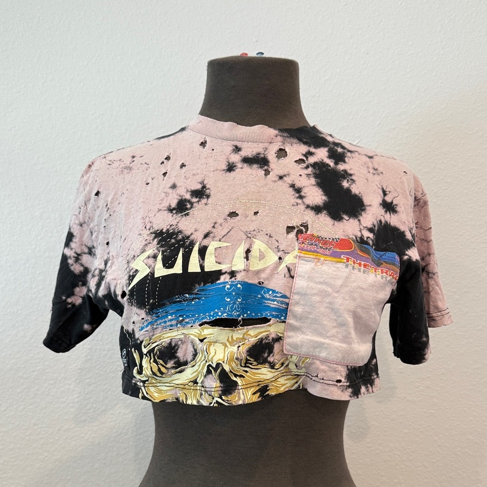 RCNSTRCT Tie-Dye Suicidal Tendencies crop T-Shirt